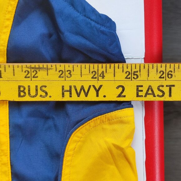 Columbia Vintage rain coat vest yellow with blue design men's - Picture 9 of 10